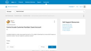 Cannot locate Customer Number; Guest Account - Dell Community