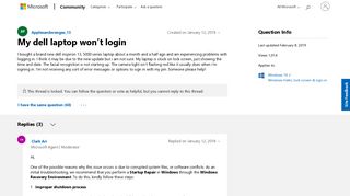 My dell laptop won't login - Microsoft Community