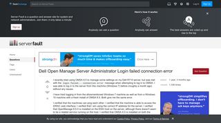 vmware esx - Dell Open Manage Server Administrator Login failed ...