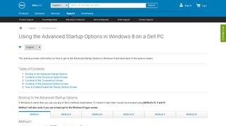 Using the Advanced Startup Options in Windows 8 on a Dell PC | Dell ...