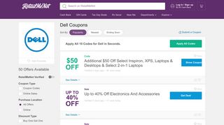 $50 Off Dell Coupons, Coupon Codes 2016 - RetailMeNot