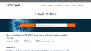 How to Configure the SSL-VPN Feature for use with ... - SonicWall