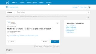 What is the username and password for a cmc in m1000e? - Dell ...