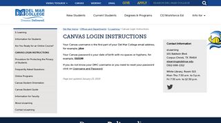 Del Mar College - Canvas Login Instructions