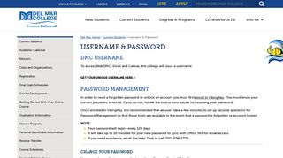 Del Mar College - Username & Password