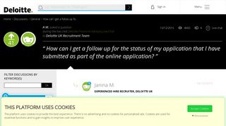 How can I get a follow up for the status of my application ... - Deloitte UK