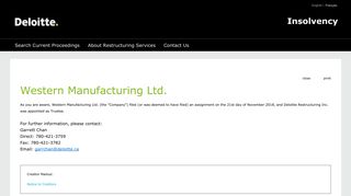 WesternManufacturingLtd - Insolvency and restructuring proceedings