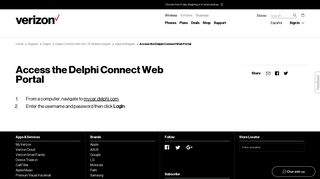 Access the Delphi Connect Web Portal | Verizon Wireless