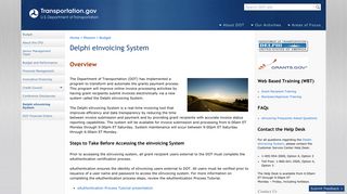 Delphi eInvoicing System | US Department of Transportation