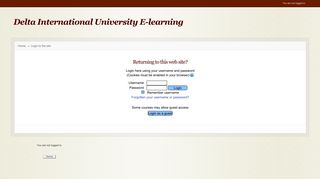 Delta International University E-learning: Login to the site