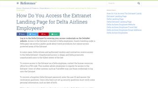 How Do You Access the Extranet Landing Page for Delta Airlines ...
