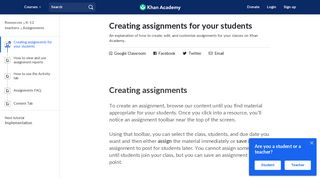 Creating assignments for your students (article) | Khan Academy