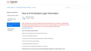How to Find Student Login Information – TenMarks Help Desk
