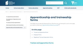 Apprenticeship and traineeship forms - VRQA