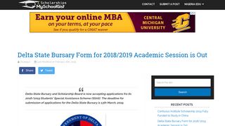 Delta State Bursary Form for 2017/2018 Academic Session is Out ...