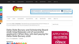 Delta State Bursary and Scholarship Board 2018/2019 Releases List ...