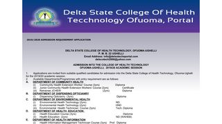 Admission Requirement - Delta State College Of Health Technology ...