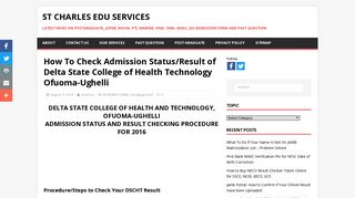 How To Check Admission Status/Result of Delta State College of ...