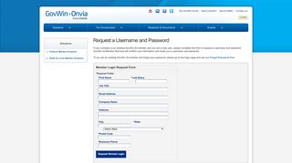 GovWin Request Username and Password - GovWin IQ