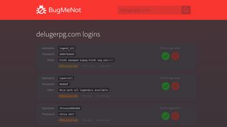 delugerpg.com passwords - BugMeNot