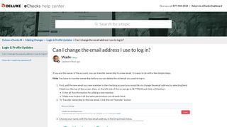Can I change the email address I use to log in? – Deluxe eChecks ®
