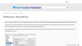 Preferences - DemandForce – MacPractice HelpDesk