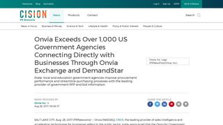 Onvia Exceeds Over 1,000 US Government Agencies Connecting ...