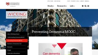 Preventing Dementia MOOC - Wicking Dementia Research and ...