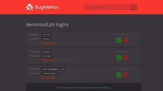 demonoid.ph passwords - BugMeNot