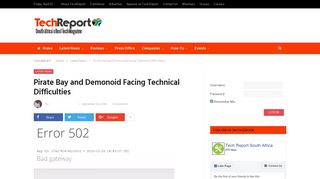 Pirate Bay and Demonoid Facing Technical Difficulties - TechReport