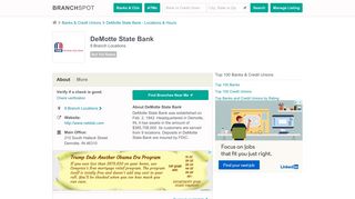 DeMotte State Bank - 9 Locations, Hours, Phone Numbers …