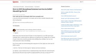 How is DEN Boomband internet service in Delhi? Should I go for it ...