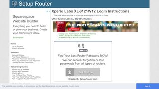 Login to Xperio Labs XL-8121W12 Router - SetupRouter