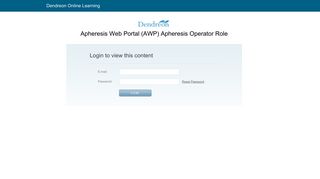Apheresis Web Portal (AWP) Apheresis Operator Role