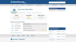 Denmark State Bank Reviews and Rates - Wisconsin - Deposit Accounts