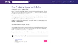 Denny's Job Applications | Apply Online at Denny's | Snagajob