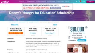 Denny's 'Hungry for Education' Scholarship Details - Apply Now | Unigo