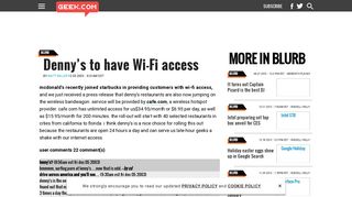 Denny's to have Wi-Fi access - Geek.com