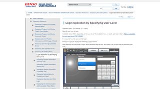 Login Operation by Specifying User Level - DENSO Robotics