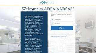 ADEA AADSAS | Applicant Login Page