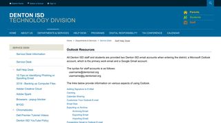 Service Desk / Outlook Email Resources - Denton ISD