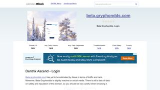Beta.gryphondds.com website. Dentrix Ascend - Login.