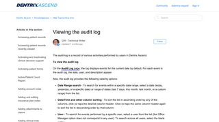 Viewing the audit log – Dentrix Ascend