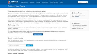 Building Permit Status - City and County of Denver