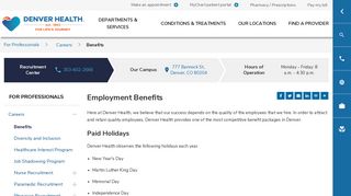 Employee Benefits | Career Center | Denver Health