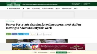 Denver Post starts charging for online access; most staffers moving to ...
