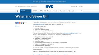 Water and Sewer Bill | City of New York - NYC.gov