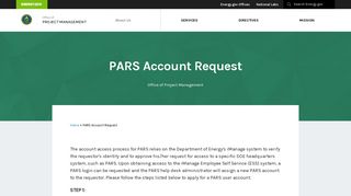 PARS Account Request | Department of Energy