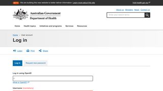 Log in | Australian Government Department of Health
