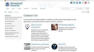 Contact Us | Homeland Security